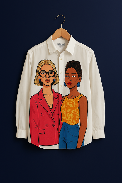 Beautiful painted full sleeve white shirt