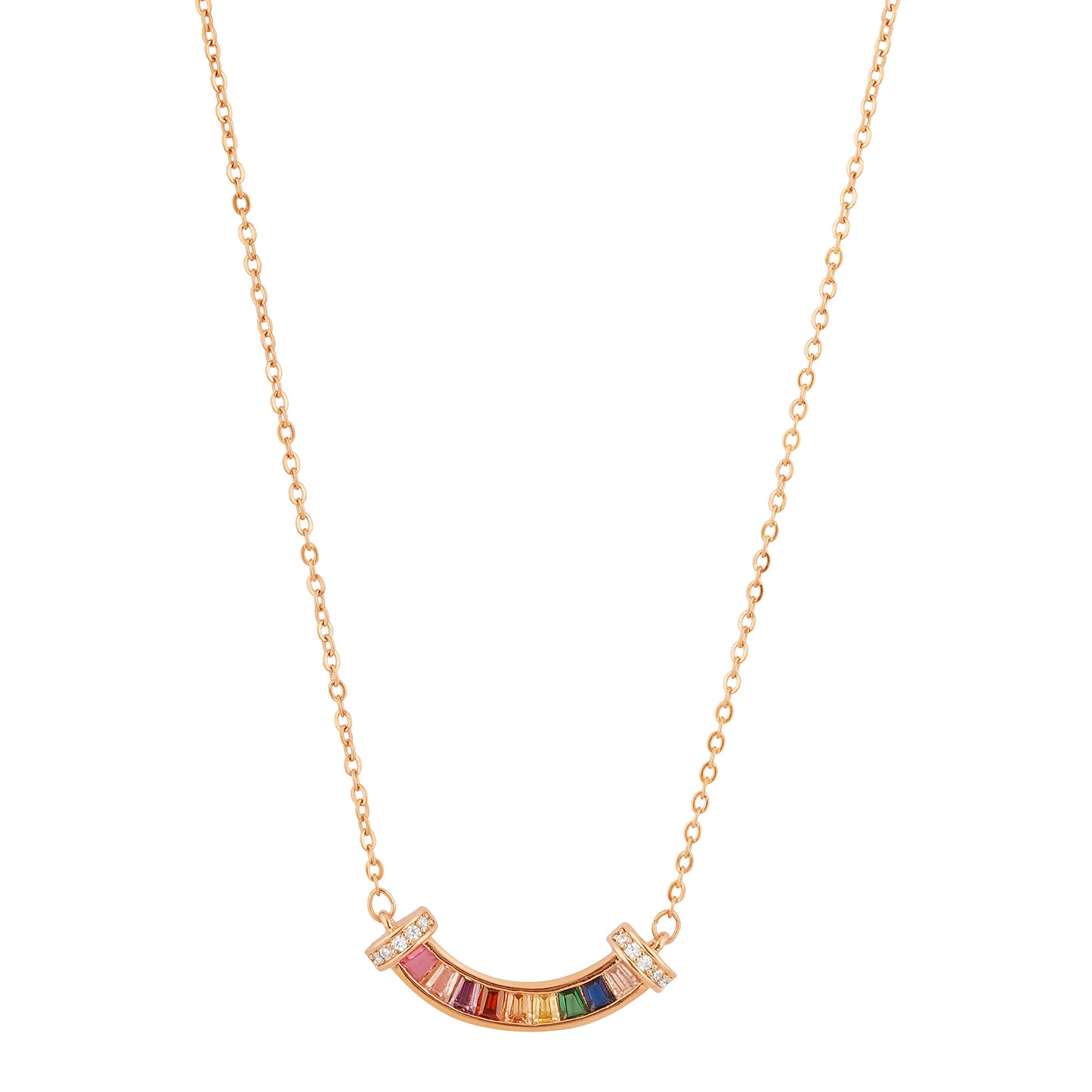 Rainbow color sweet rose gold necklace