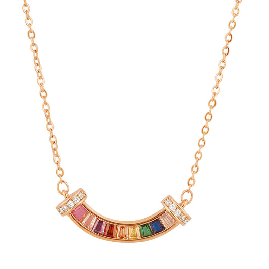 Rainbow color sweet rose gold necklace