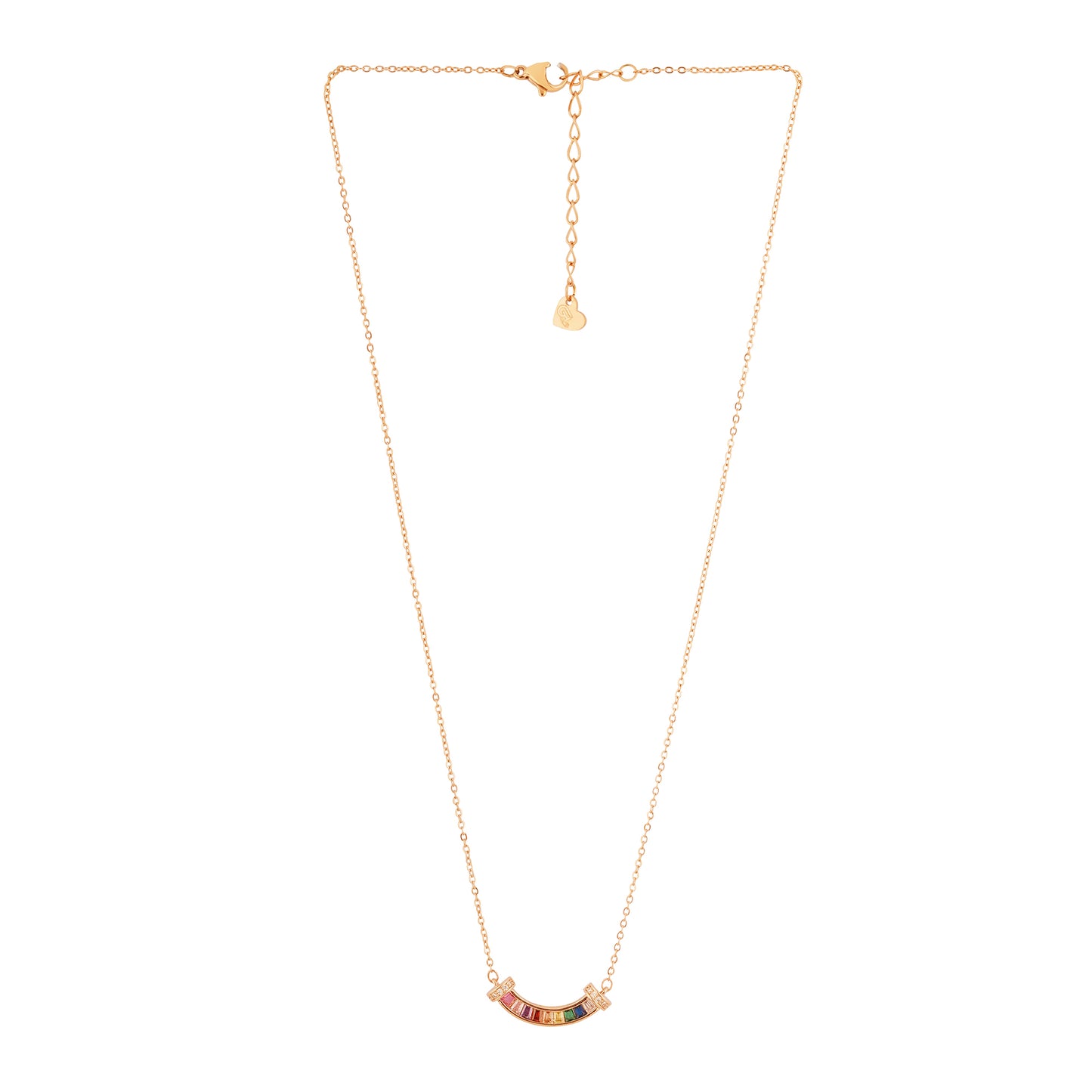 Rainbow color sweet rose gold necklace