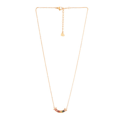 Rainbow color sweet rose gold necklace