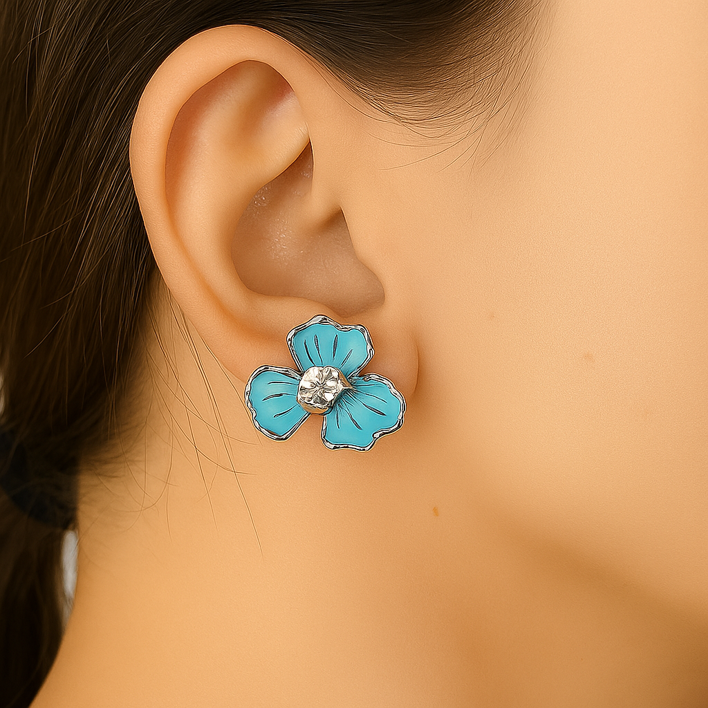 Blue sweet flower earring