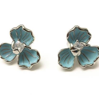 Blue sweet flower earring