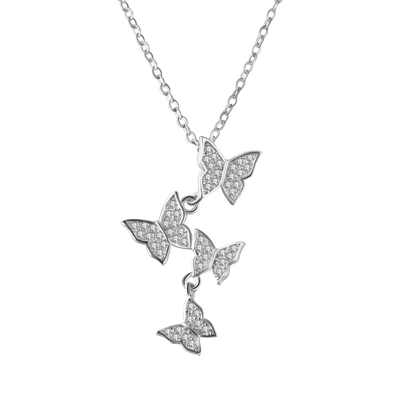 Small  pretty butterfly silver necklace