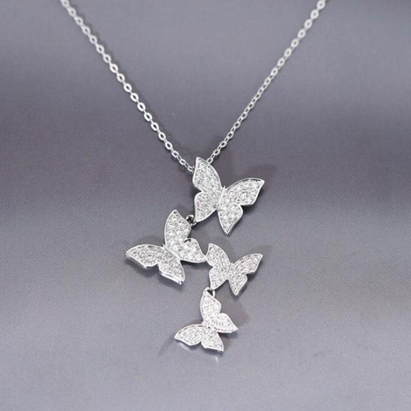 Small  pretty butterfly silver necklace