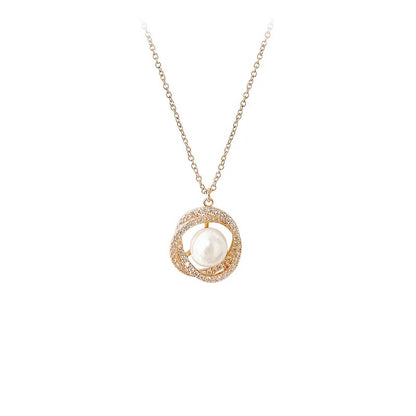 Pearl design rose gold necklace