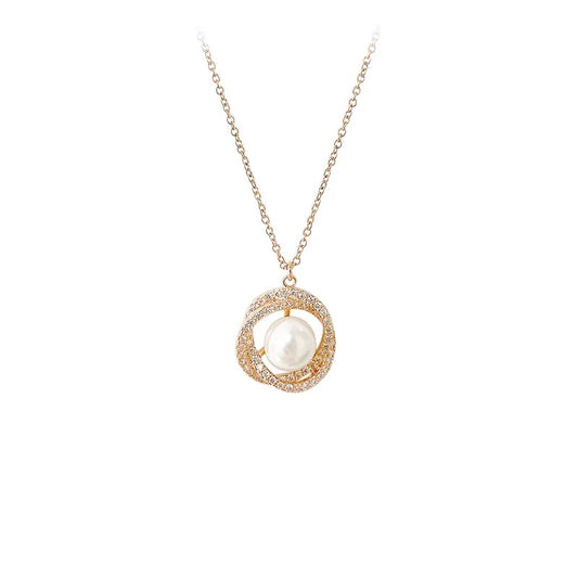 Pearl design rose gold necklace