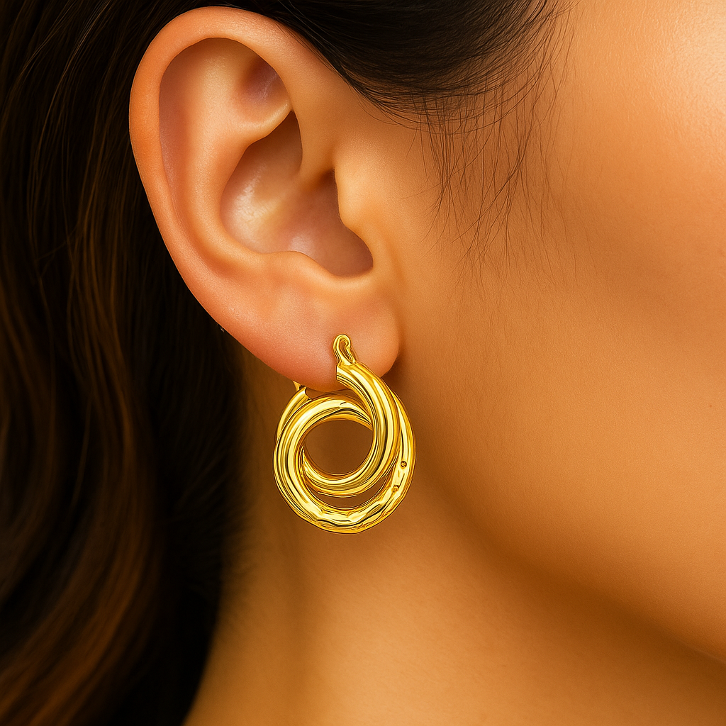 Dual circle gold earring