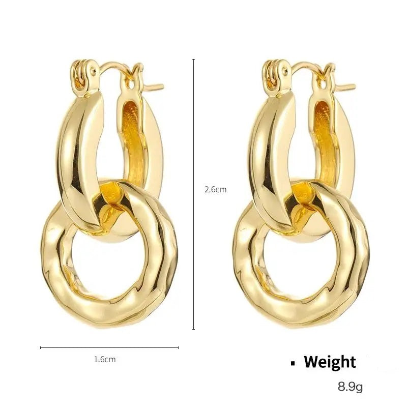 Dual circle gold hoop earring