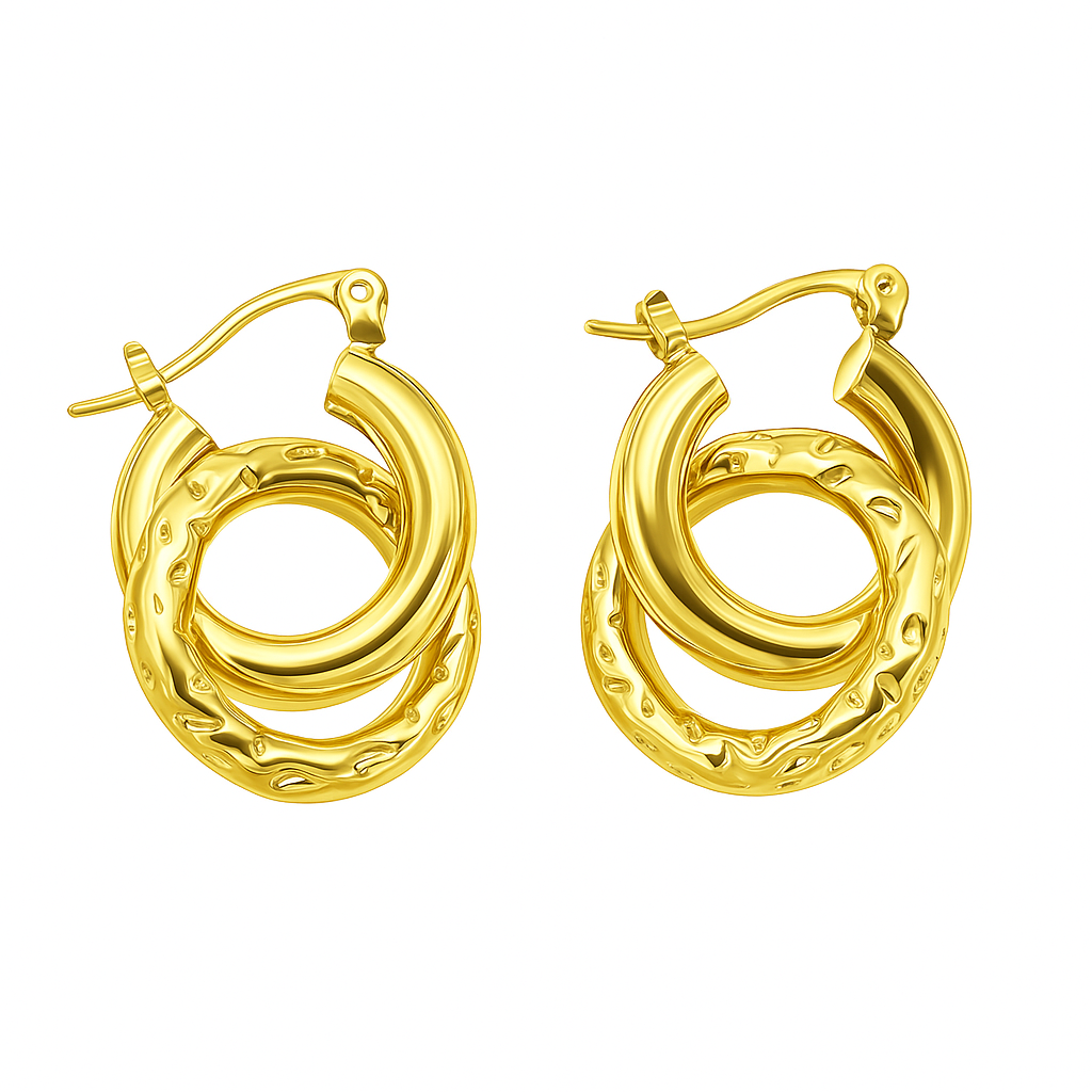 Dual circle gold earring