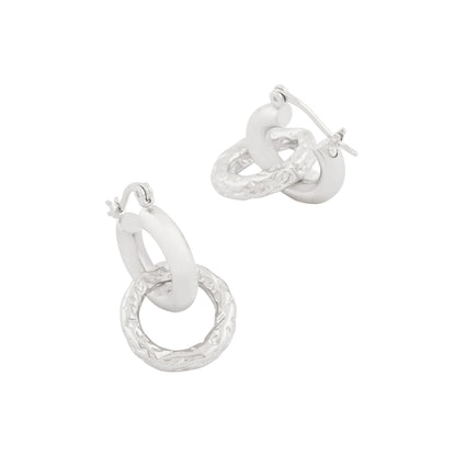 Dual silver hoops earring set