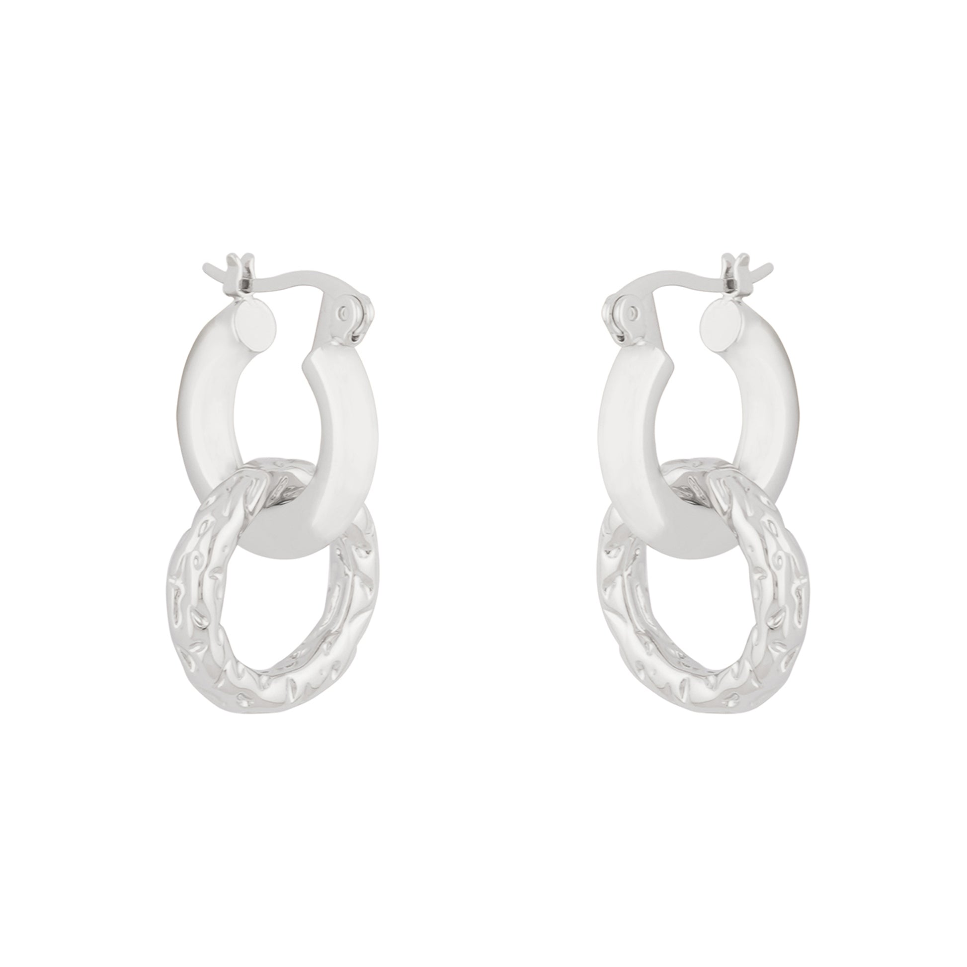 Dual silver hoops earring set