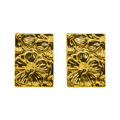 Gold plated square stud earring