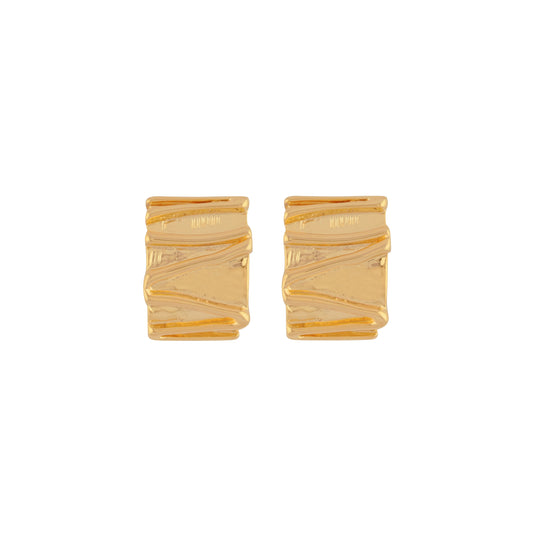 Retro design geometric square gold earring