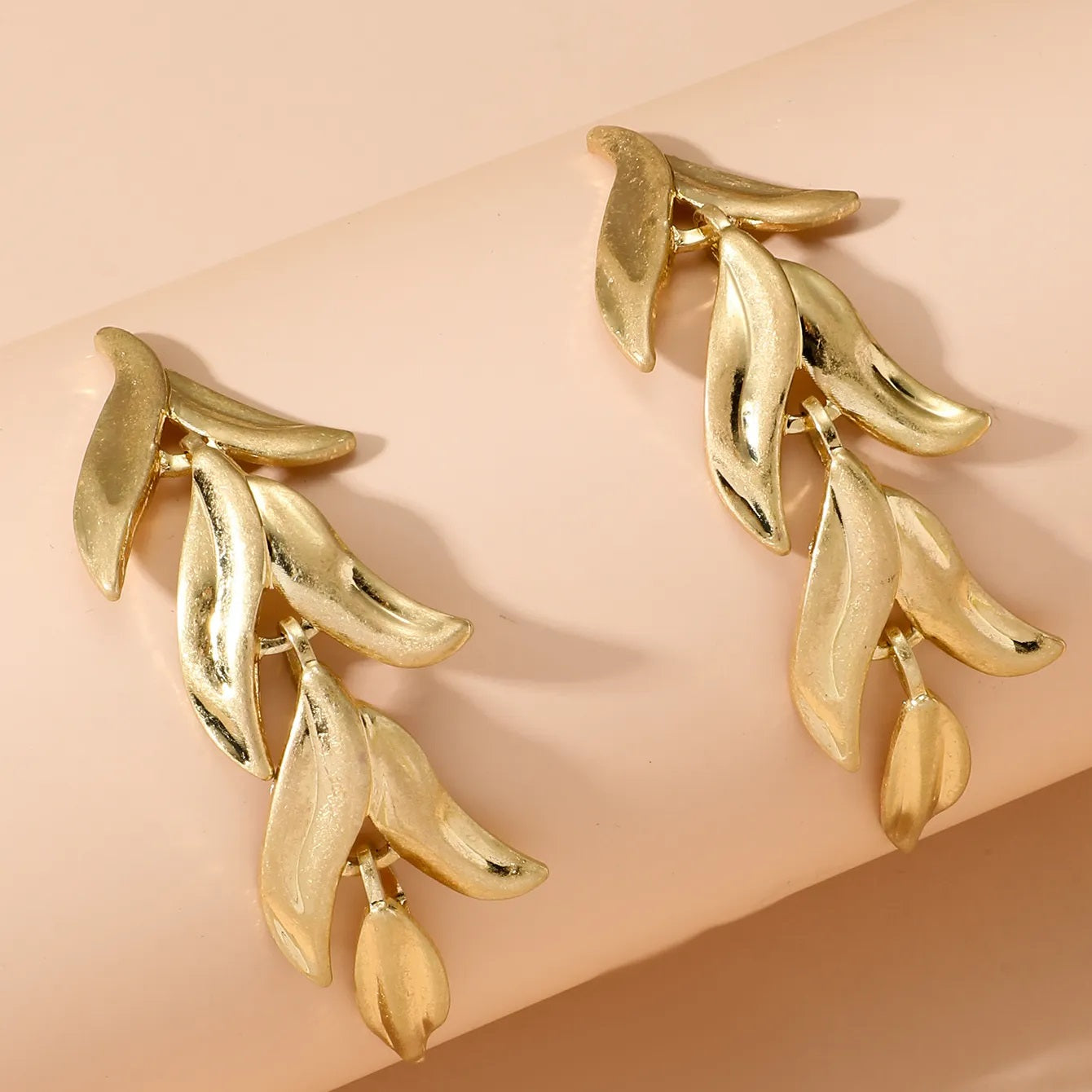 Leaf 14K gold-plated earring