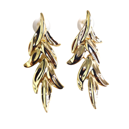 Leaf 14K gold-plated earring