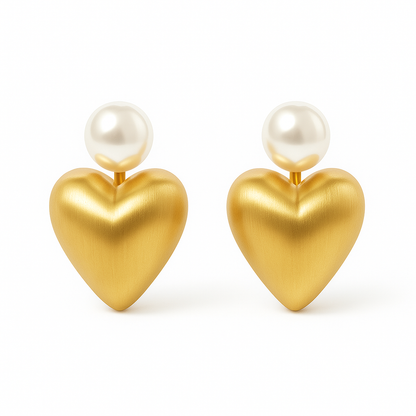 Gold matte finish heart earring