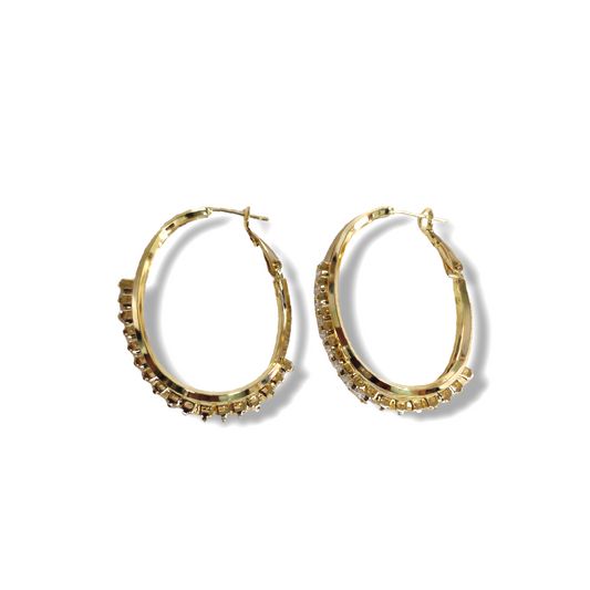 Golden shiny crystal earring hoop