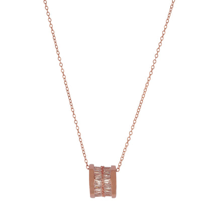 White crystal rose gold necklace