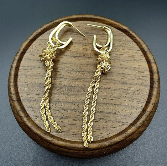 Long twist chain earring