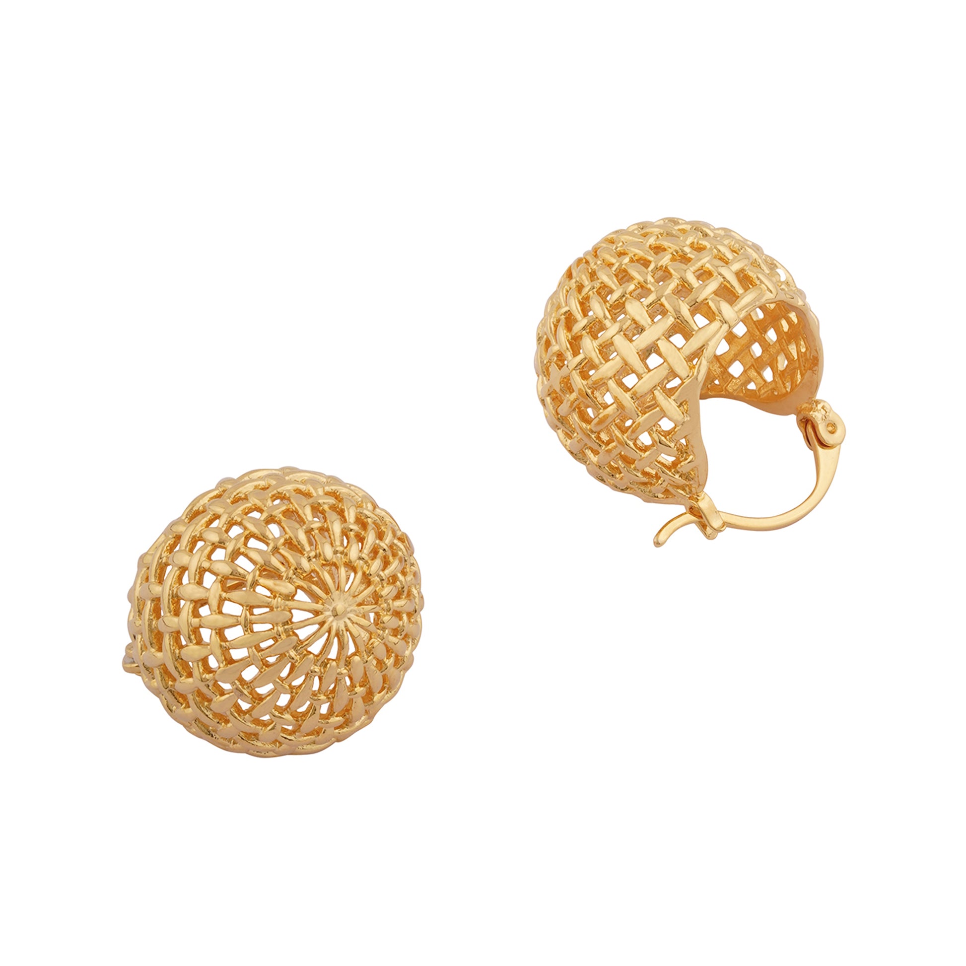 Pretty ball gold plated hoop earring