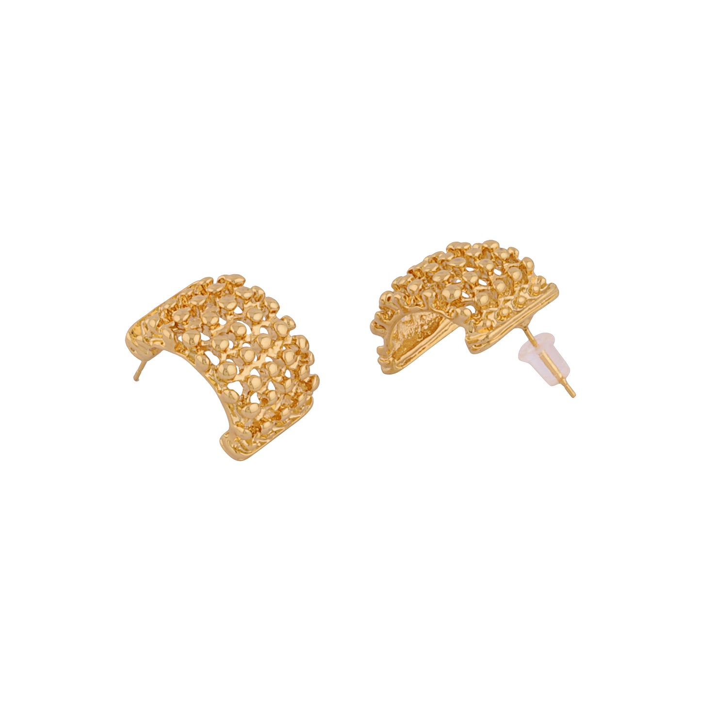 Small bead gold hoop earring