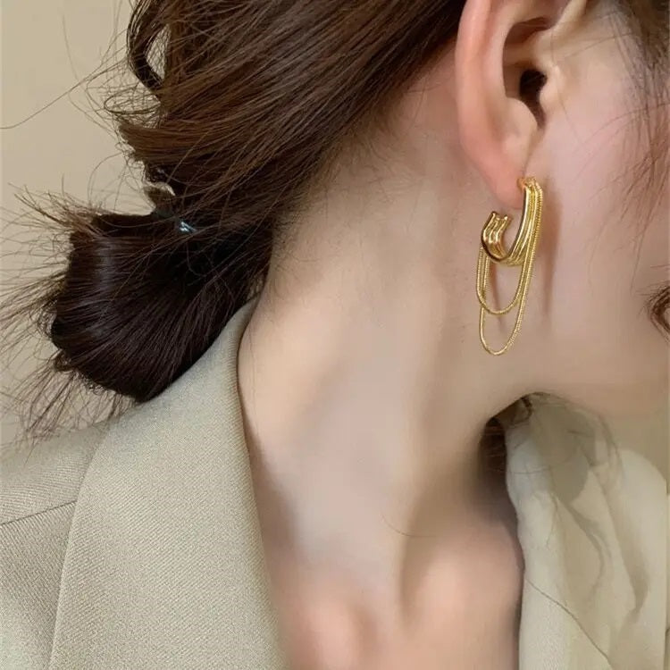 Half round chain dangle earring