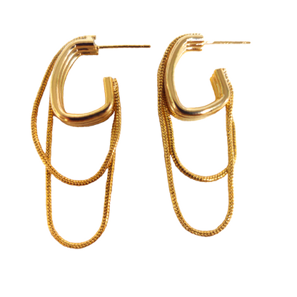 Half round chain dangle earring