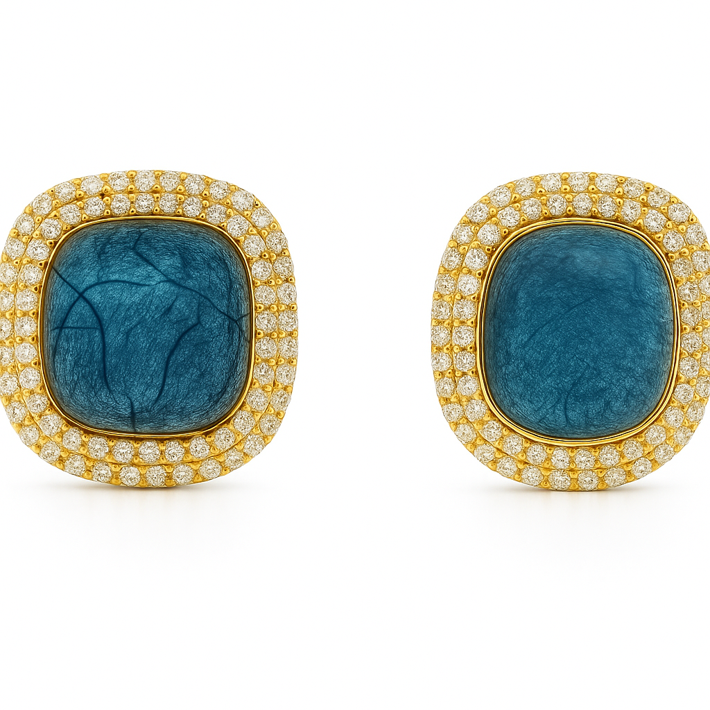 Blue square stud earring
