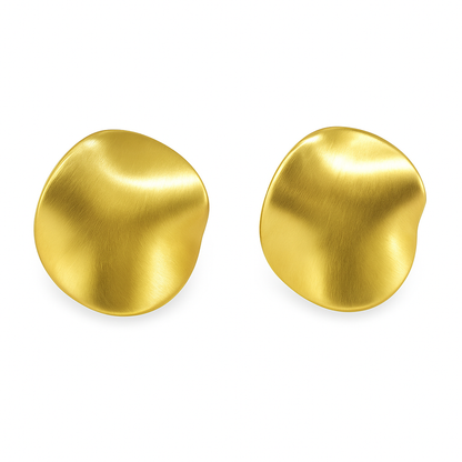 Curved shape gold tone earring