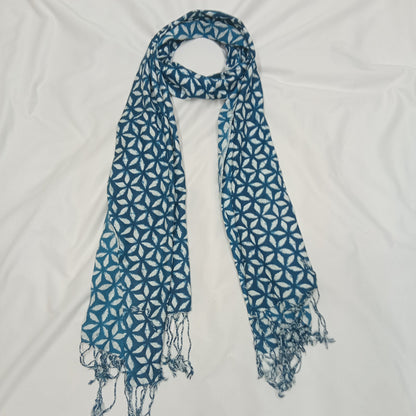 flower printed blue scarf
