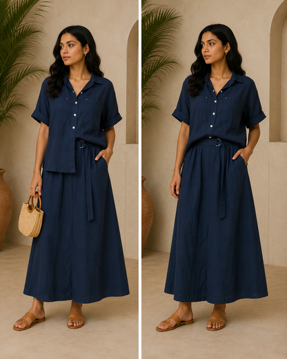 Classy Shirt Skirt Set