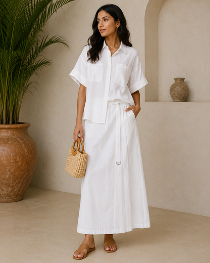 Classy Shirt Skirt Set