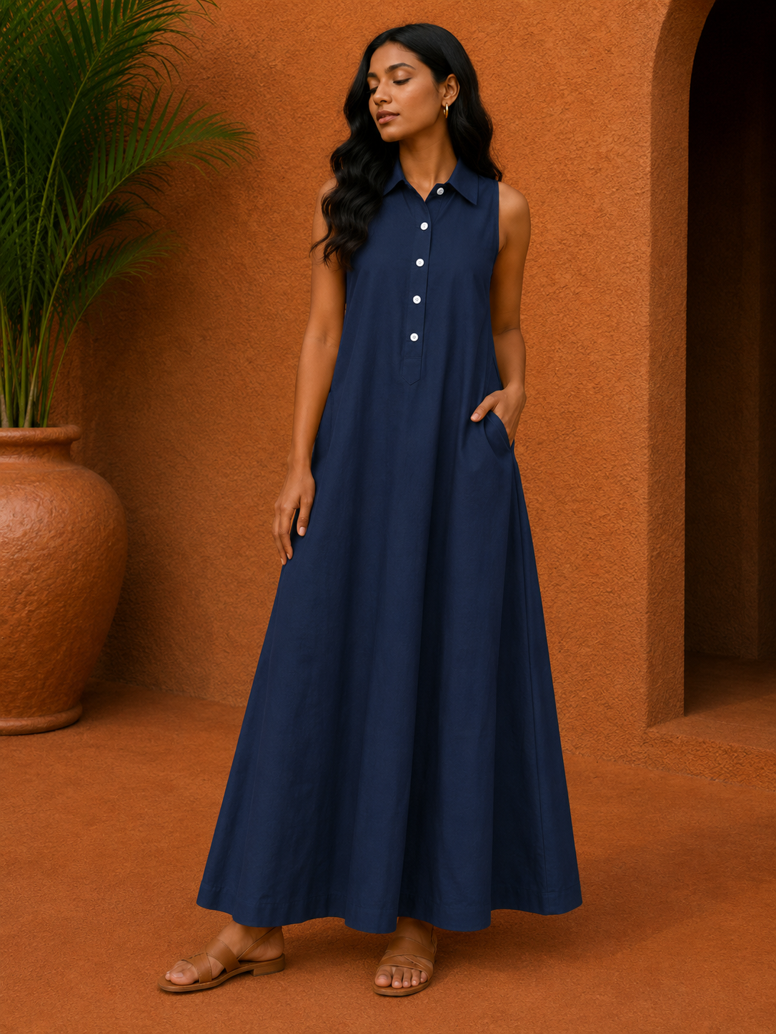 Sleeveless Draped Dress