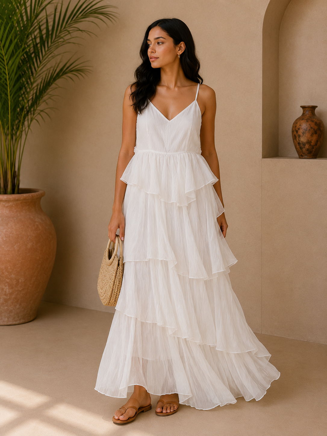 Elegant V Neck Layered Dress