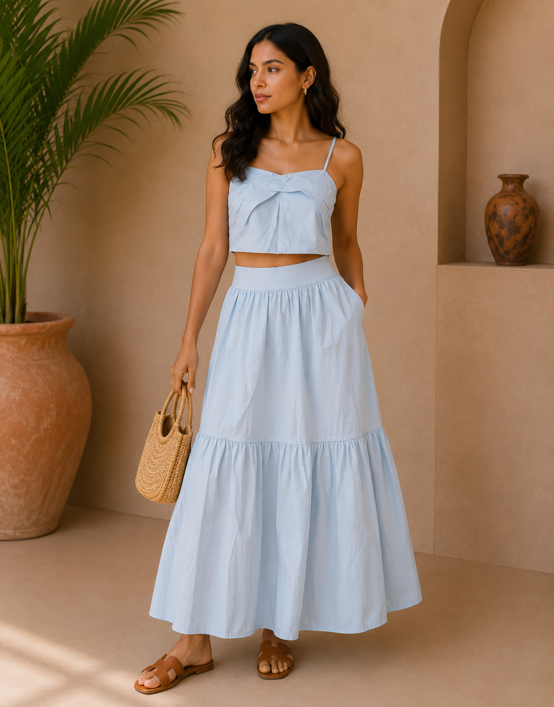One Stripe Top With Skirt Set