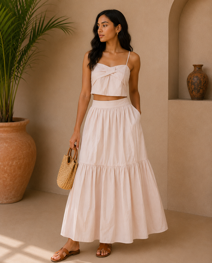 One Stripe Top With Skirt Set