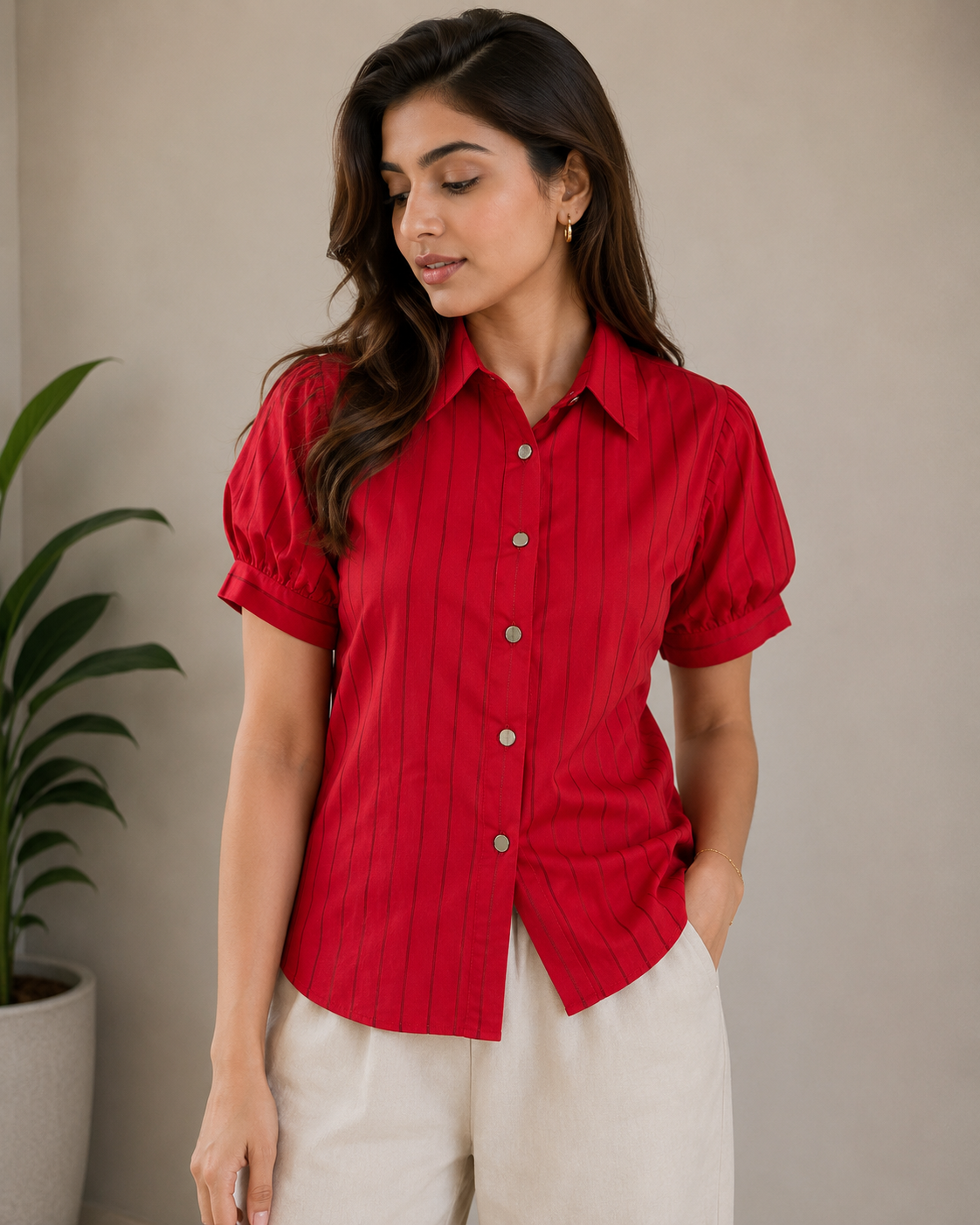 Short Sleeve Stripe Chic Shirt