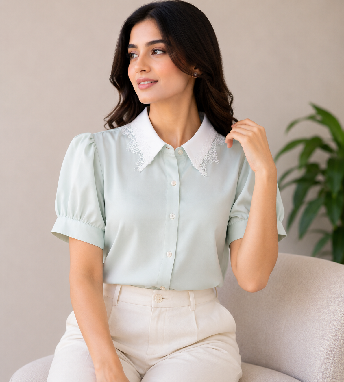 Pretty Lace Collar Shirt