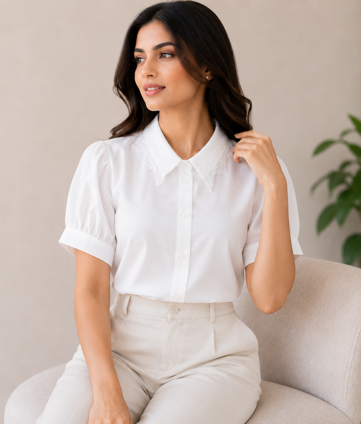 Pretty Lace Collar Shirt
