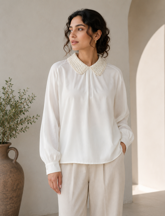 Beads Collar Elegance Shirt