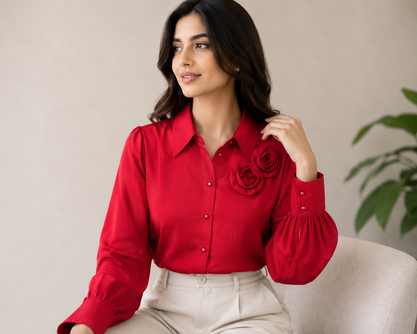 Rose Statement Long Sleeve Shirt