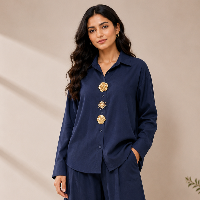 Simple Shirt With Elegance Broches