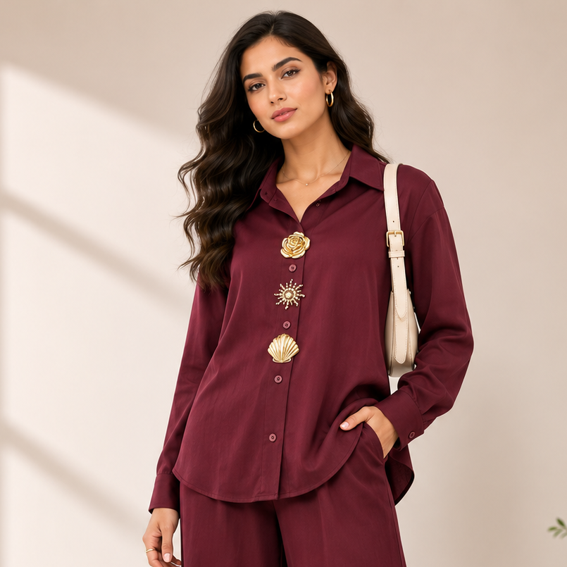 Simple Shirt With Elegance Broches
