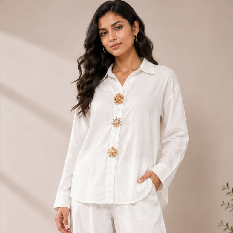 Simple Shirt With Elegance Broches