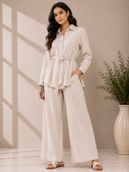 Classic Belt Style Shirt With Pant
