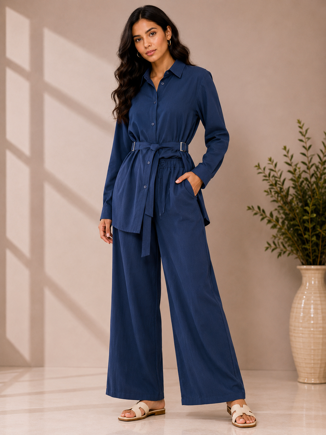 Classic Belt Style Shirt With Pant