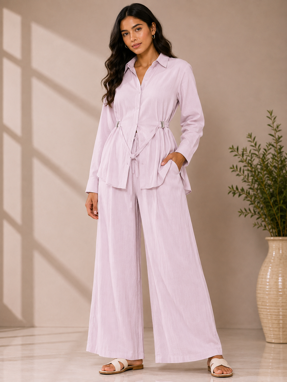 Classic Belt Style Shirt With Pant