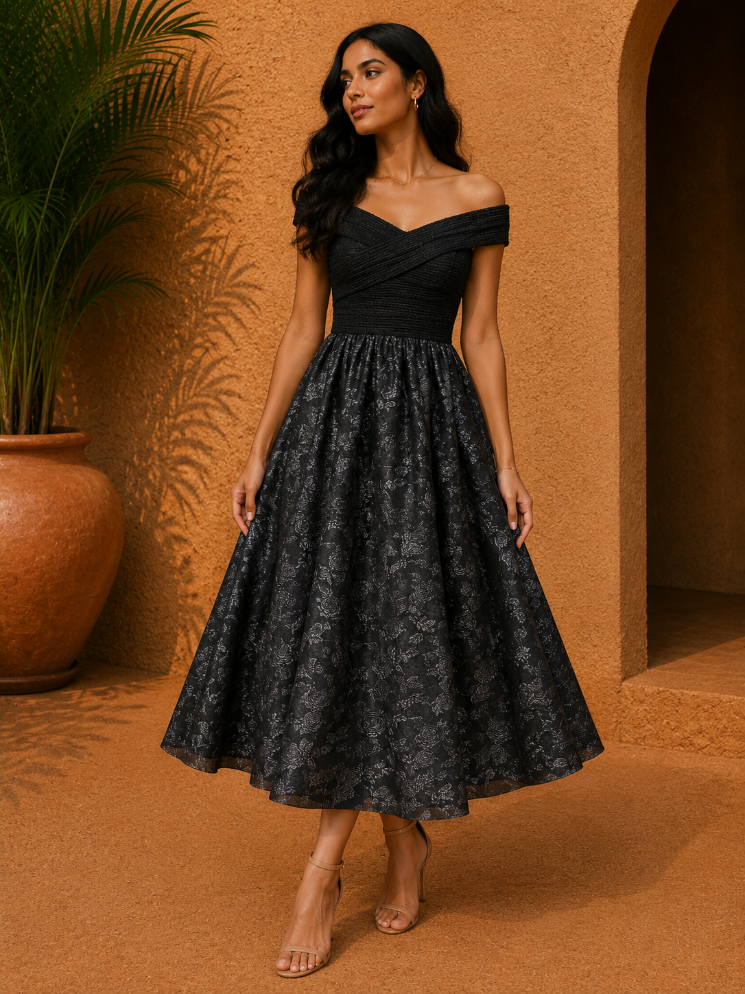 Minimal Black Shining Dress