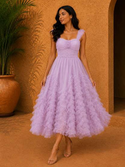 Soft Flappy Wave Pattern Dress